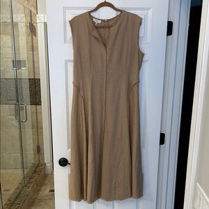 Lafayette 148 New York Tan Linen Midi Dress